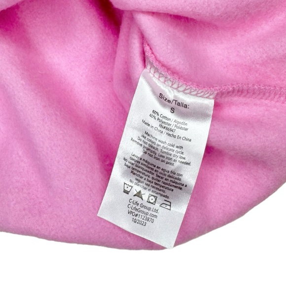 Barbie Cozy Fleece Lined Zip Up Varsity Sweater w Pink Stripe sz small - Picture 4 of 6